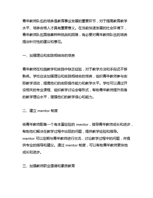 关于青年教师队伍的培养的建议和意见