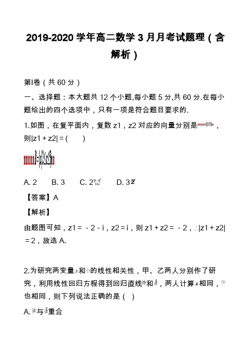 2019-2020学年高二数学3月月考试题理(含解析)