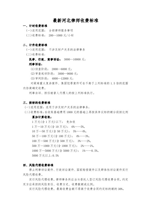 最新河北律师收费标准