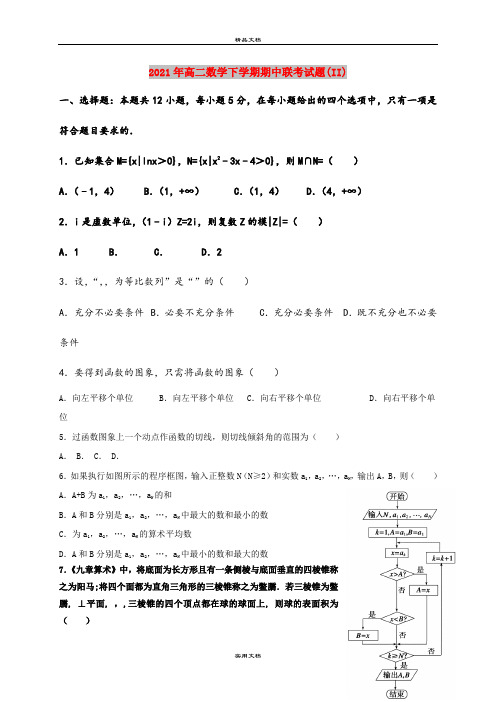 2021年高二数学下学期期中联考试题(II)