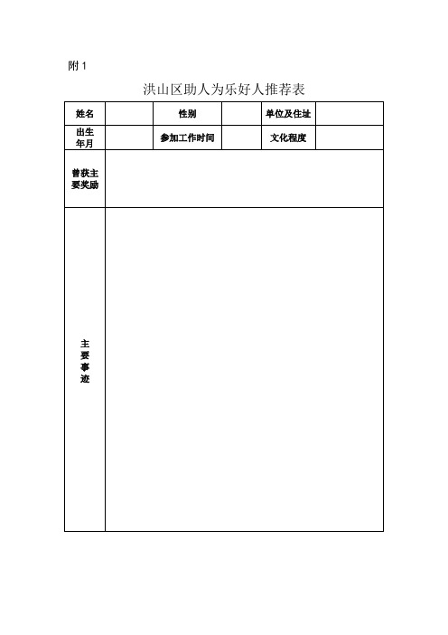 洪山区助人为乐好人推荐表