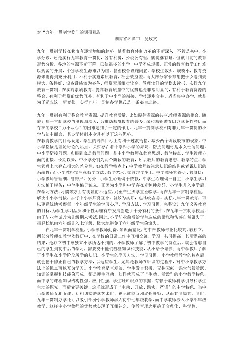 对“九年一贯制学校”的调研报告