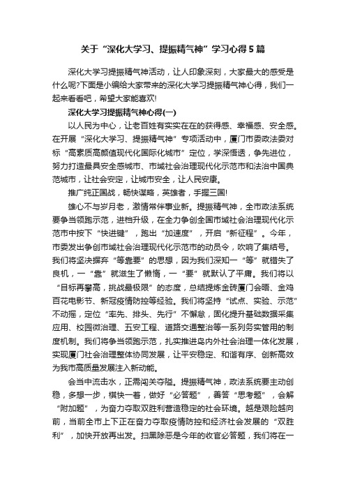 关于“深化大学习、提振精气神”学习心得5篇