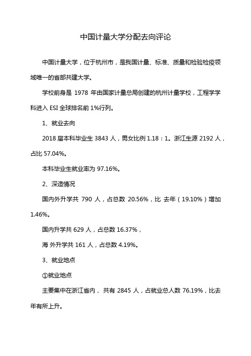 中国计量大学分配去向评论