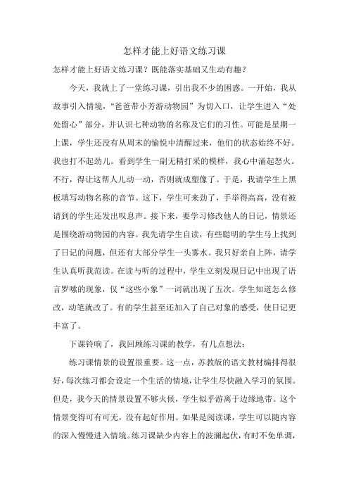 怎样才能上好语文练习课