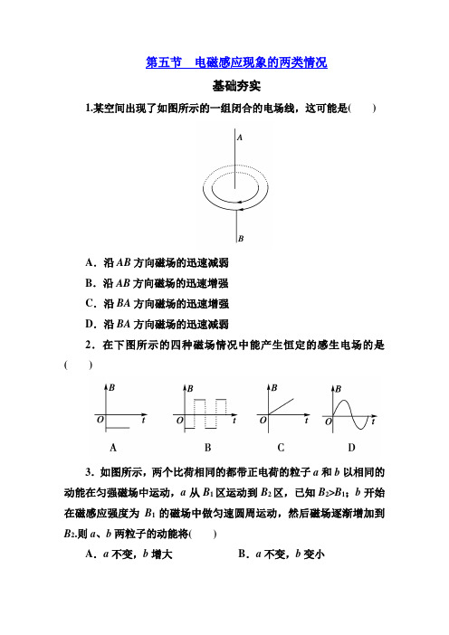 江苏省泰州中学高二物理选修3-2同步检测4-5电磁感应现象的两类情况