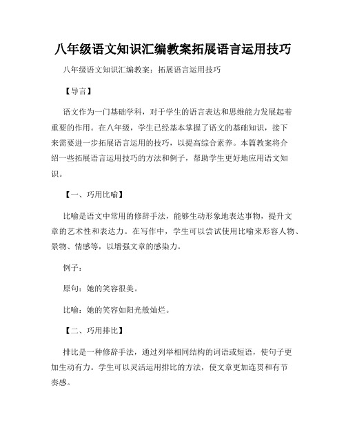 八年级语文知识汇编教案拓展语言运用技巧