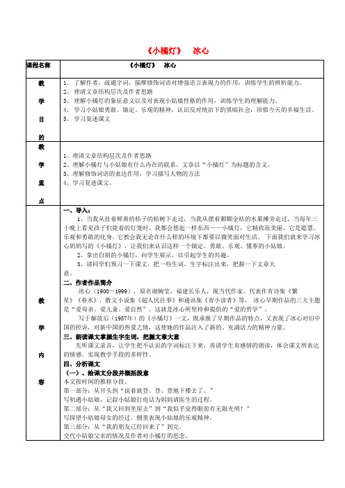 八年级语文上册 2.8《小橘灯》教案 人教版(新疆专用)