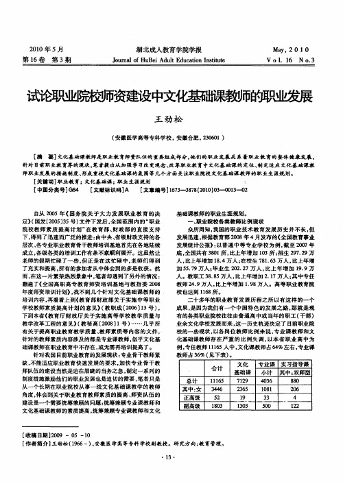 试论职业院校师资建设中文化基础课教师的职业发展
