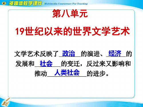 高中历史必修3《第八单元 19世纪以来的世界文学艺术第22课 文学的繁荣》180人教PPT课件