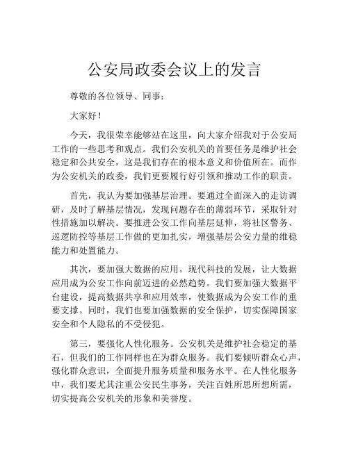 公安局政委会议上的发言