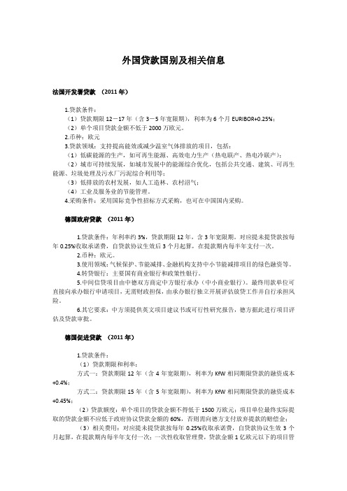 外国贷款国别及相关信息