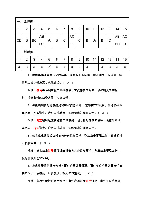 1.5.1应急能力评估模拟试题答案