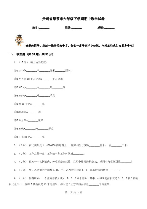 贵州省毕节市六年级下学期期中数学试卷