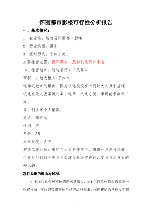 摄影可行性分析报告