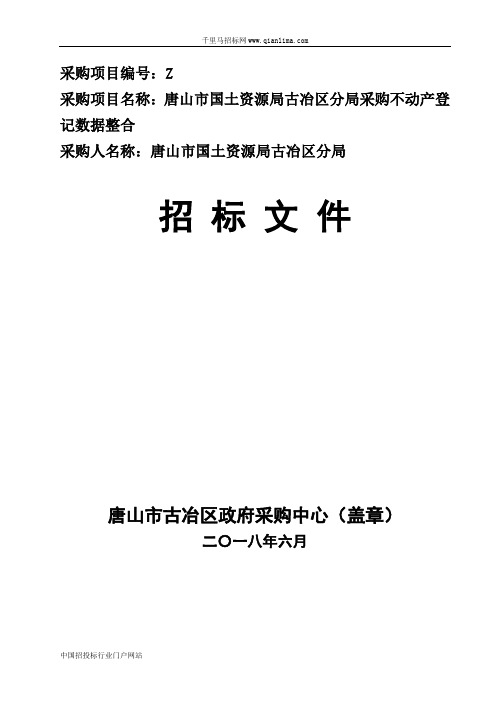 国土资源局分局不动产登记招投标书范本