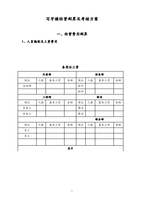 写字楼经营测算及考核方案