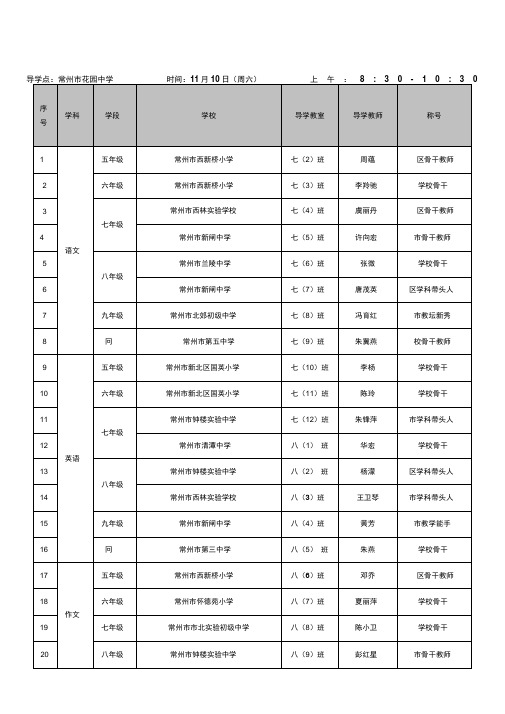 常州优秀教师免费导学公益正式课表