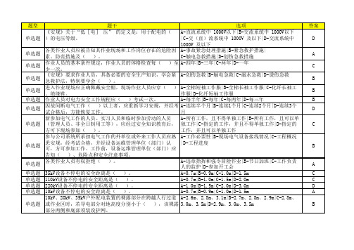 变电专业工作负责人安规题库