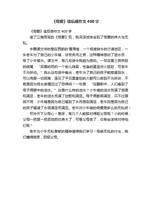 《母爱》读后感作文400字