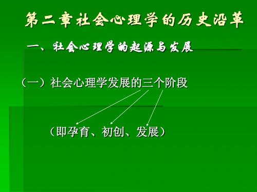 第二章 社会心理学的历史沿革