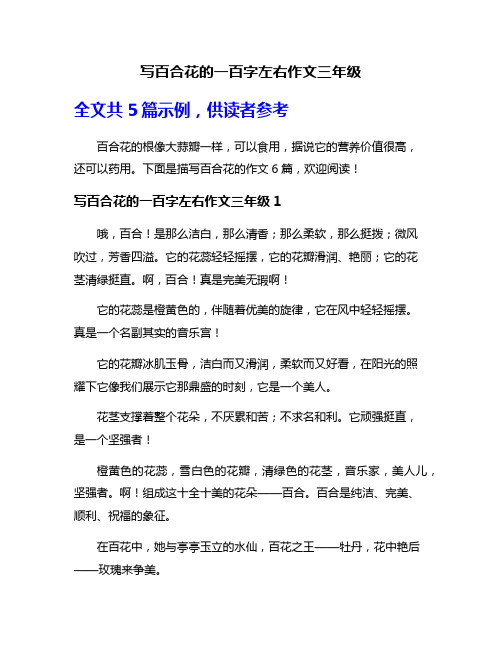 写百合花的一百字左右作文三年级