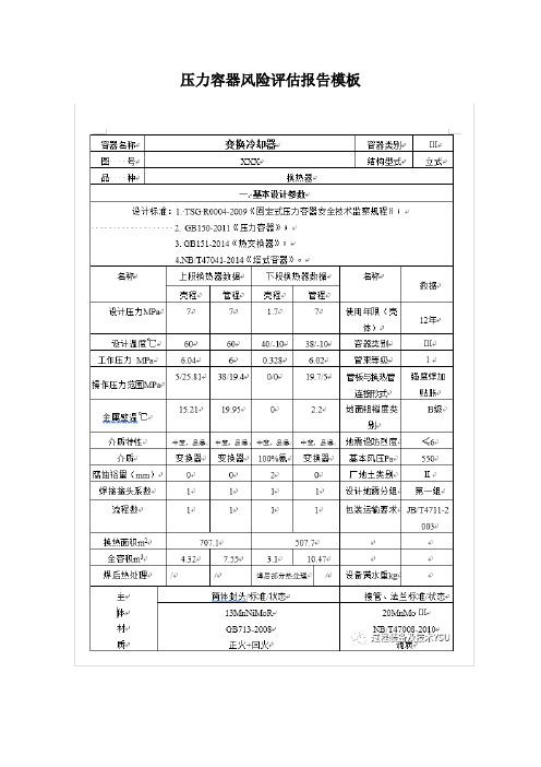 压力容器风险评估报告模板