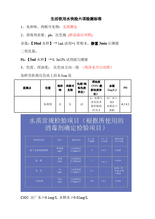 生活饮用水快检六项检测标准总结