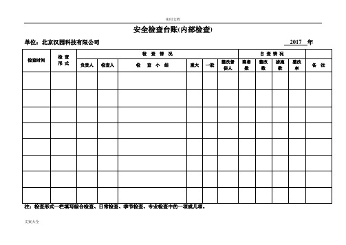 安全系统检查台账(内部检查)