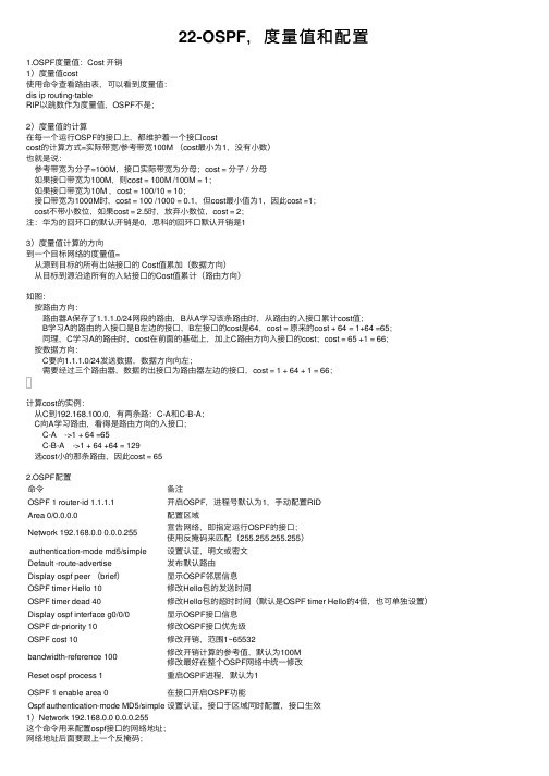 22-OSPF，度量值和配置