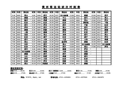 黄 州 客 运 站 班 次