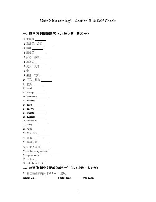 初中英语鲁教版同步作业六年级下册Unit 9 It's raining! - Section B  Self Check