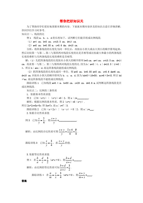 九年级数学上册第四章图形的相似1成比例线段名师e线帮你把好知识关素材