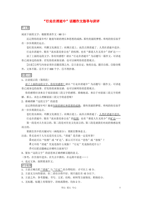 【吹尽狂沙系列】高中语文 经典话题作文题写作指导 行走在消逝中”话题作文指导与讲评.doc