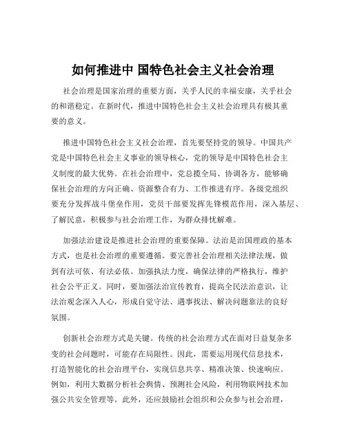 如何推进中 国特色社会主义社会治理