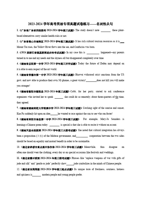 2023-2024学年高考英语专项真题练习——名词性从句(含解析)