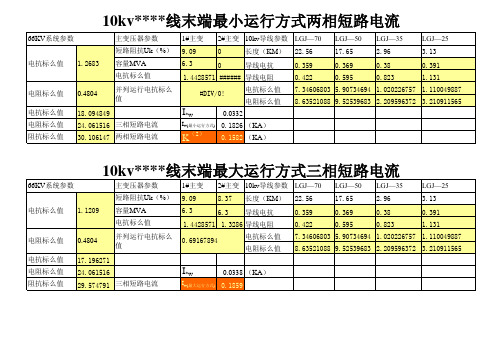 10kv线路短路电流计算