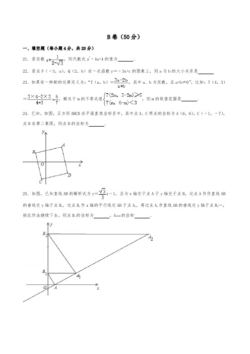 初中数学B卷必刷18：北师大八年级上数学期末B卷真题5