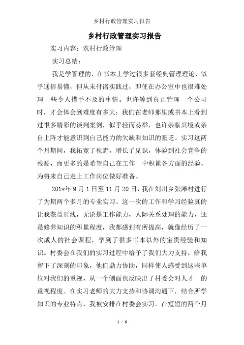 乡村行政管理实习报告