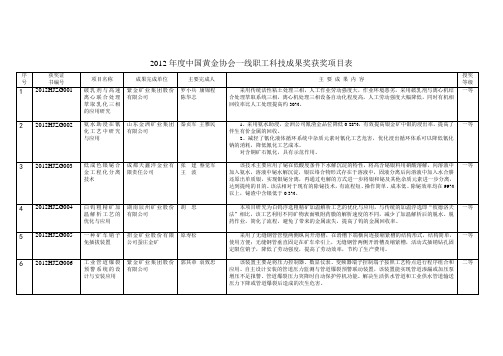 2010年申报中国黄金协会科学技术奖项目简介地质