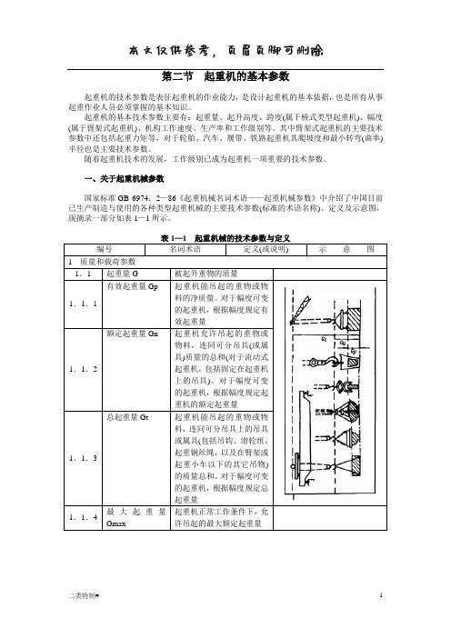 起重机的基本参数(文书特制)