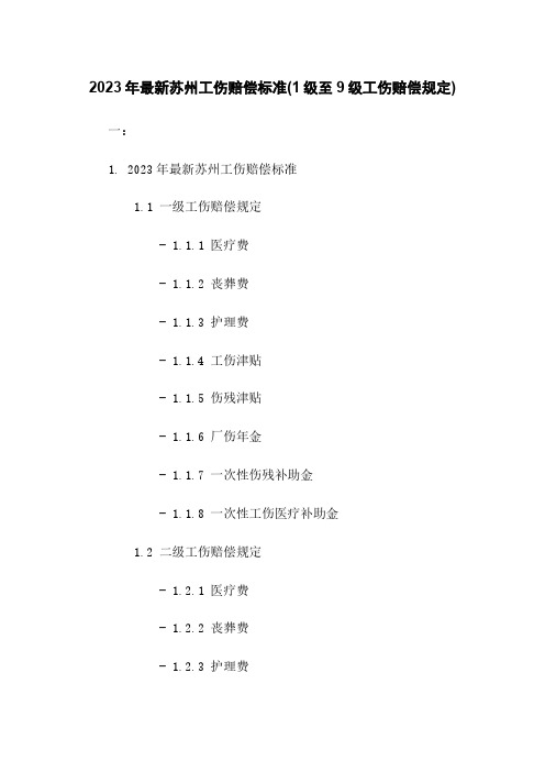 2023年最新苏州工伤赔偿标准(1级至9级工伤赔偿规定)