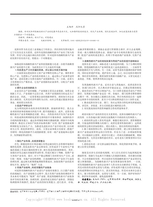 沈阳市战略性新兴产业发展对策建议