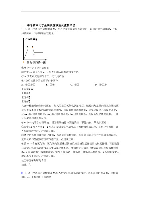 中考化学与金属及酸碱盐反应的图像有关的压轴题附答案解析