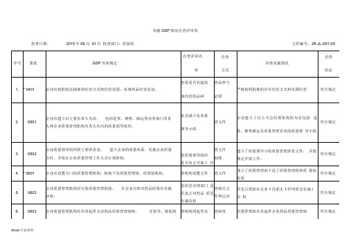 GSP实施情况自查评审表样表