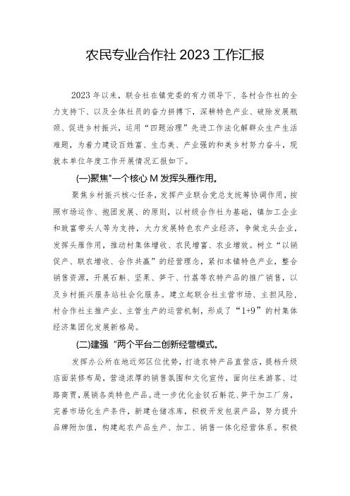 农民专业合作社2023工作汇报