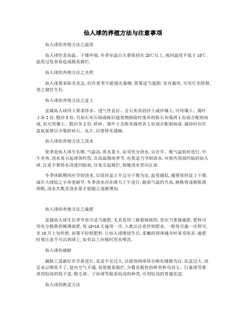 仙人球的养殖方法与注意事项