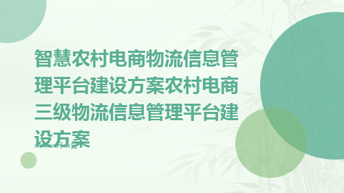 智慧农村电商物流信息管理平台建设方案农村电商三级物流信息管理平台建设方案