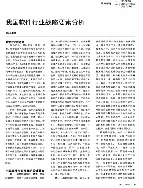 我国软件行业战略要素分析