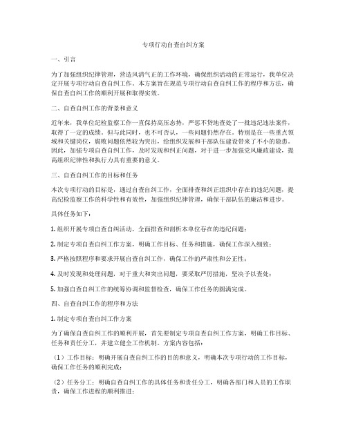 专项行动自查自纠方案